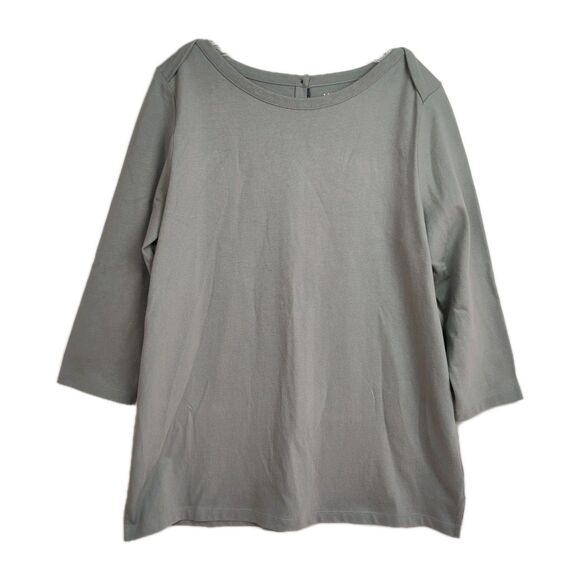 Land's End Tunic women's L Light Gray Button-Up Back Long Sleeves Round Neck - Picture 1 of 9
